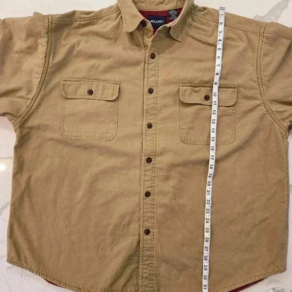 Puritan Mens Fleece Lined Cotton Button Down Casual Shirt Jacket Brown Size XXL - Picture 10 of 12